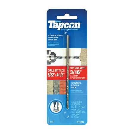 ITW BRANDS TAPCON DRLBIT 5/32X4.5"" 11247